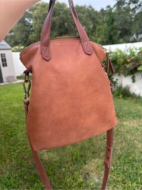 Antik Kraft Leather Crossbody Tote Bag in Cognac Brown